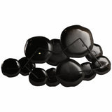 Gold Rimmed Discs Wall Decor, Black/Gold