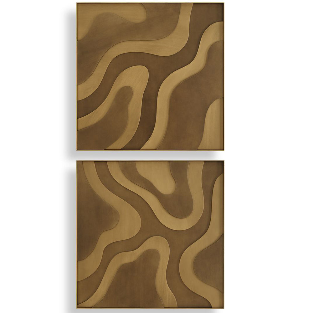 Golden Terrain Wood Wall Decor, Gold, Set of 2