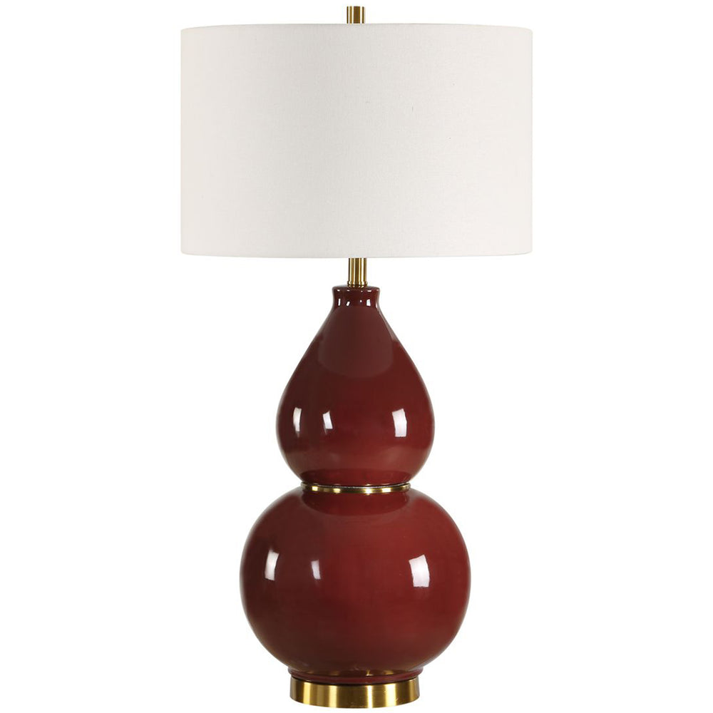 Gourd Table Lamp, Burgundy-Lighting-High Fashion Home