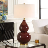 Gourd Table Lamp, Burgundy-Lighting-High Fashion Home