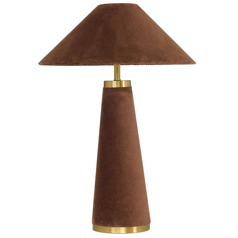 Graham Velvet Table Lamp, Chocolate Brown-Lighting-High Fashion Home