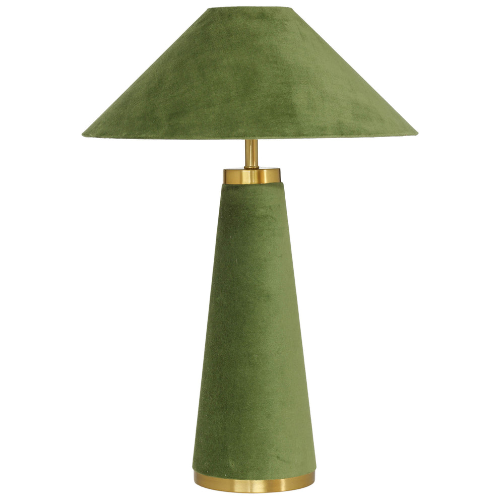 Graham Velvet Table Lamp, Moss Green-Lighting-High Fashion Home