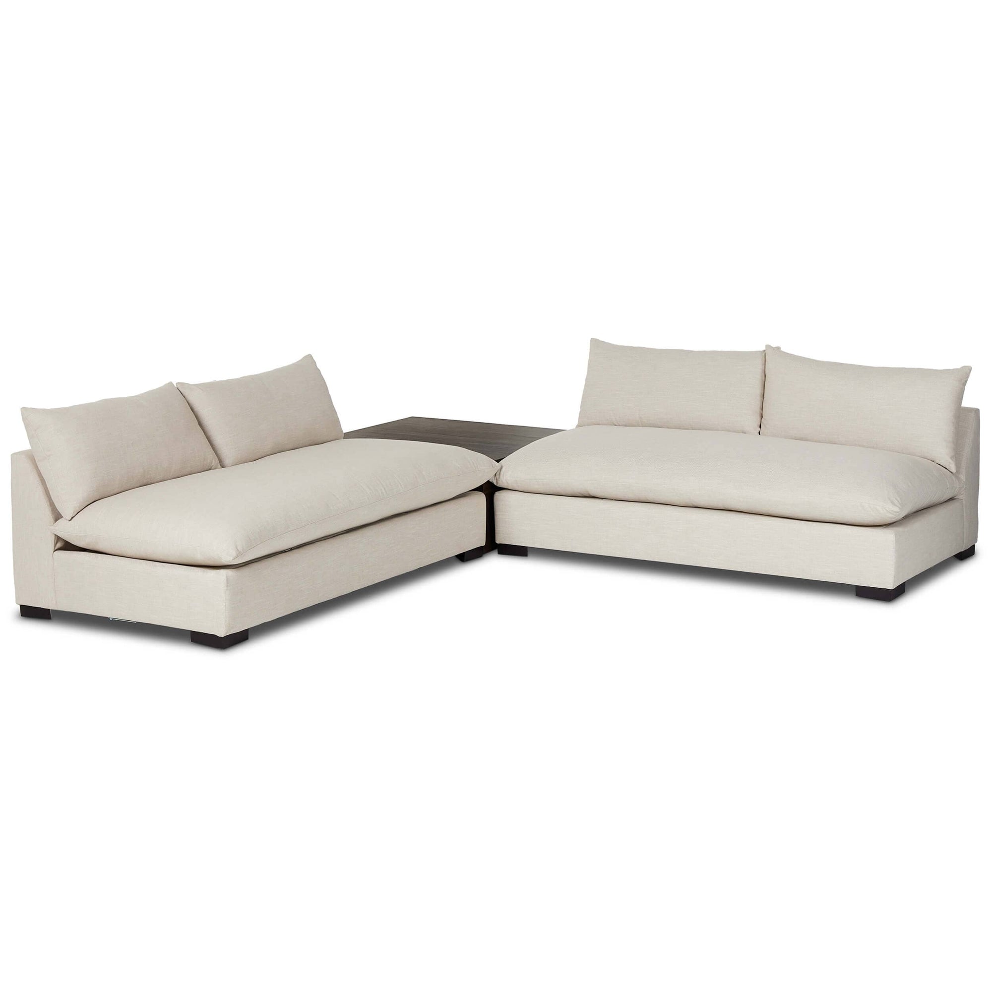 Grant Sectional w/Corner Table, Ashby Oatmeal/Dark Spalted