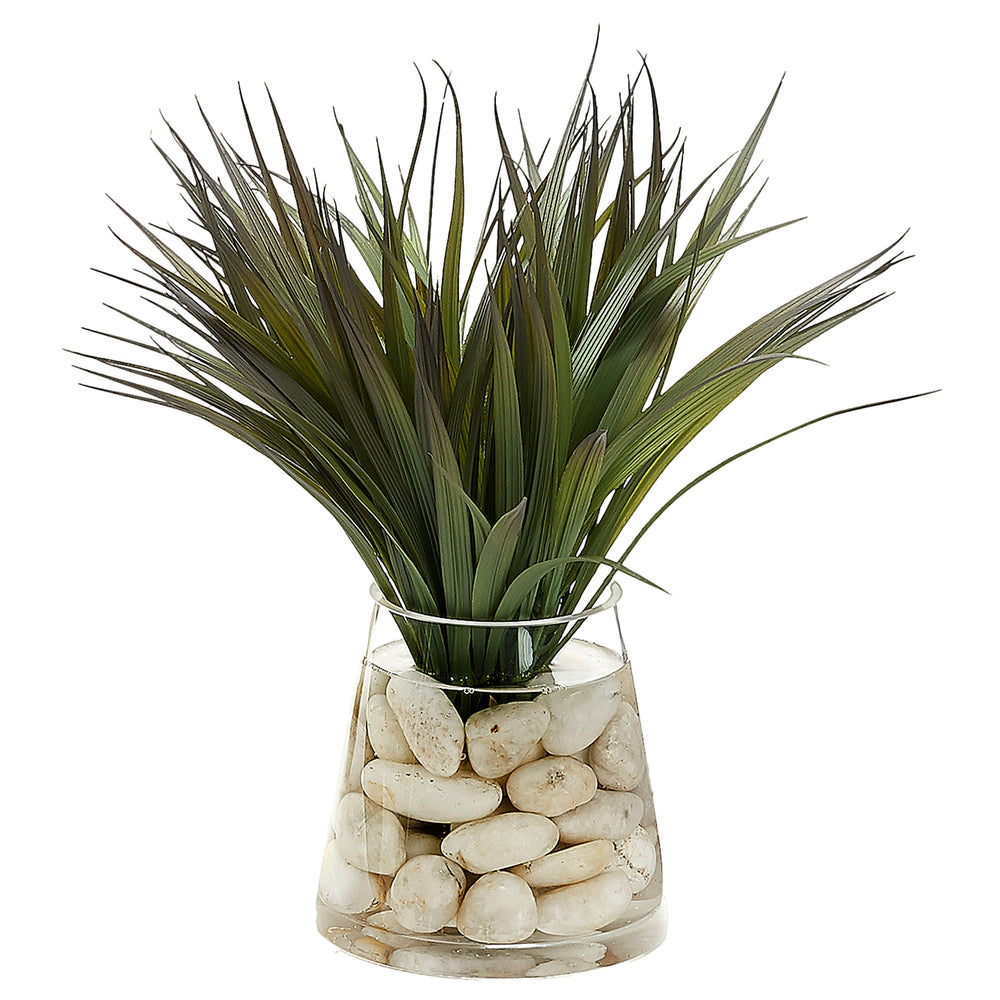 Grass in Tapered Glass Vase, Clear-Accessories-High Fashion Home