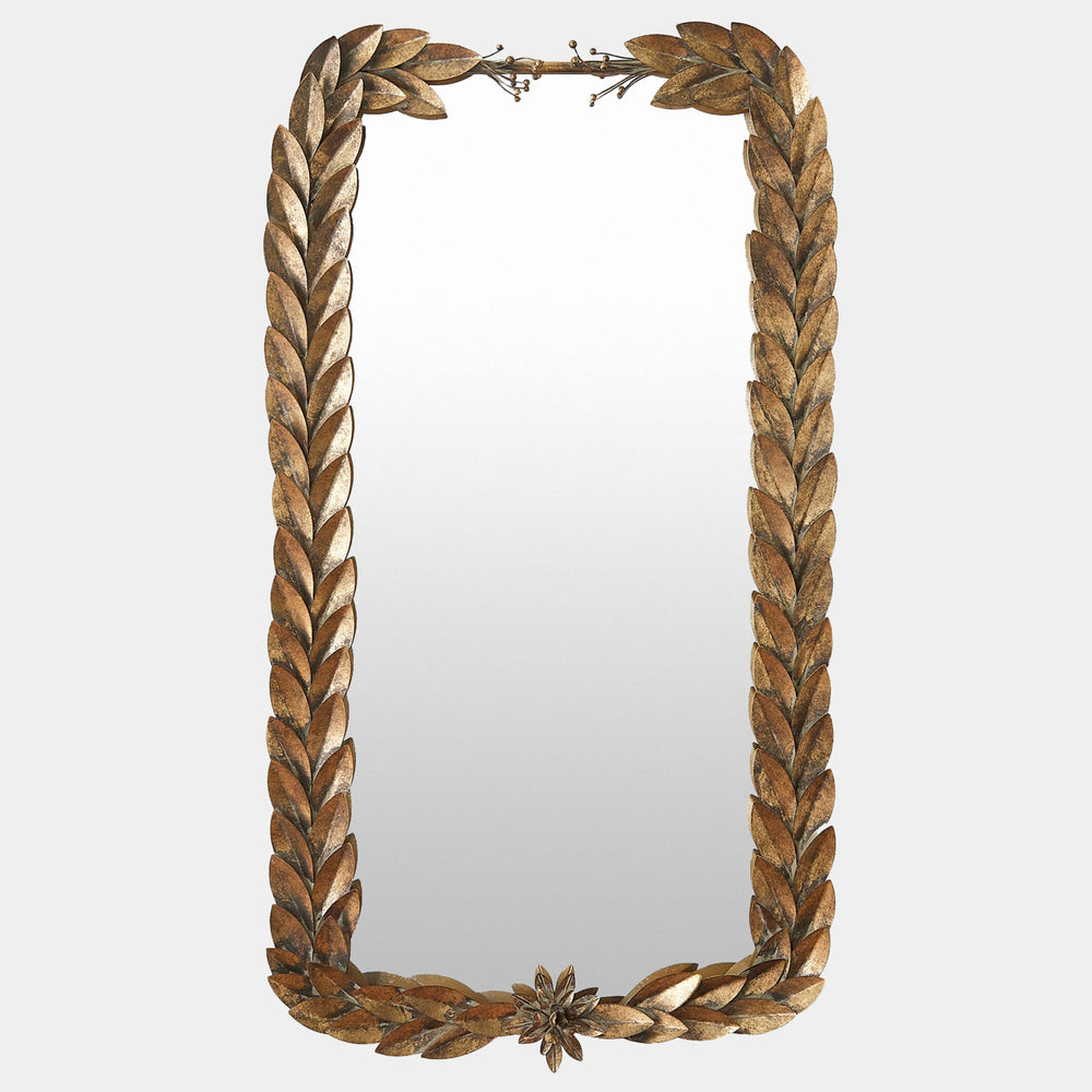Greek Laurel Rectangle Mirror, Antique Gold-Accessories-High Fashion Home