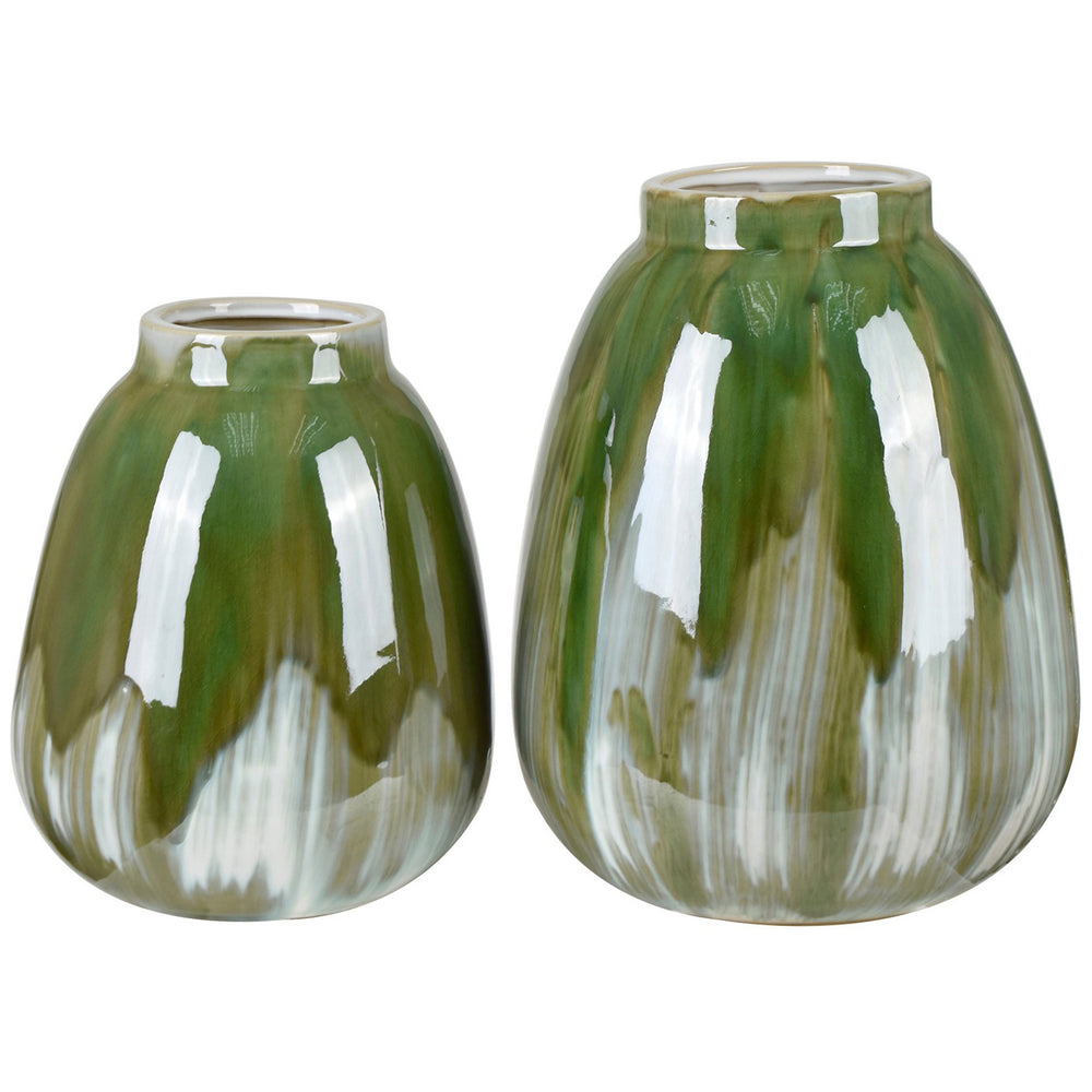 Green Cluett Vases, Green-Accessories-High Fashion Home