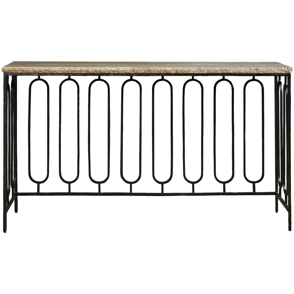 Griffith Park Console Table, Gray Travertine