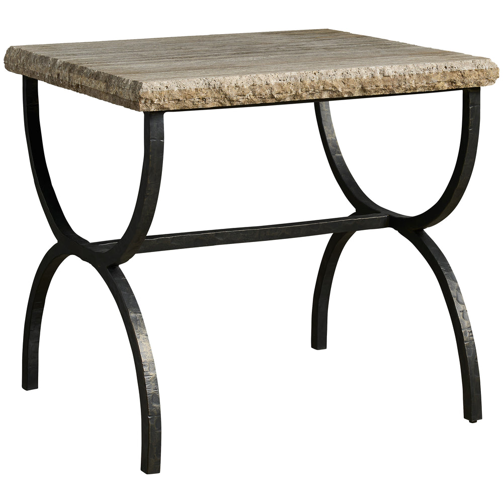 Griffith Park End Table, Gray Travertine