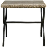 Griffith Park End Table, Gray Travertine