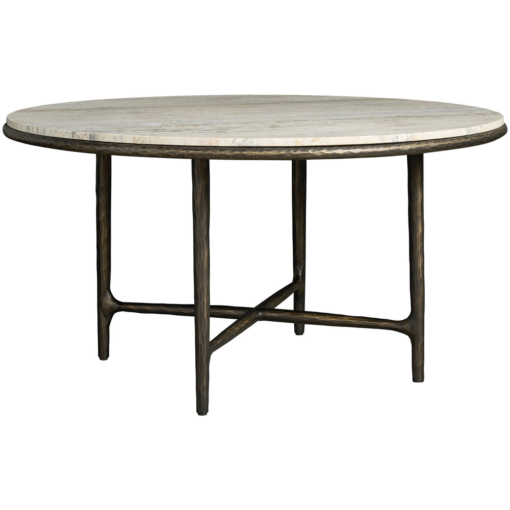 Griffith Park Round Dining Table, White Travertine