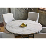 Griffith Park Round Dining Table, White Travertine