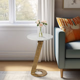 Grooved Accent Table, White
