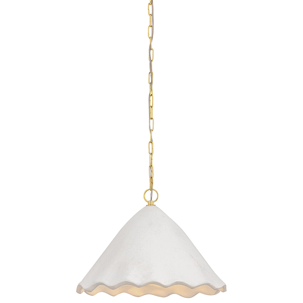 Lulu Pendant, Aged Brass/White Plaster