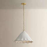 Lulu Pendant, Aged Brass/White Plaster