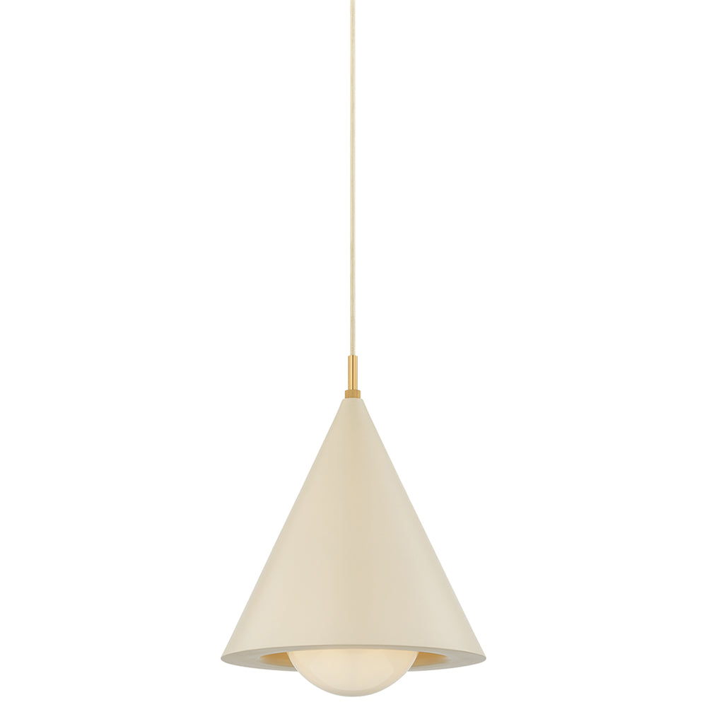 Jolene Cone Pendant, Aged Brass/Textured Bisque