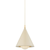 Jolene Cone Pendant, Aged Brass/Textured Bisque