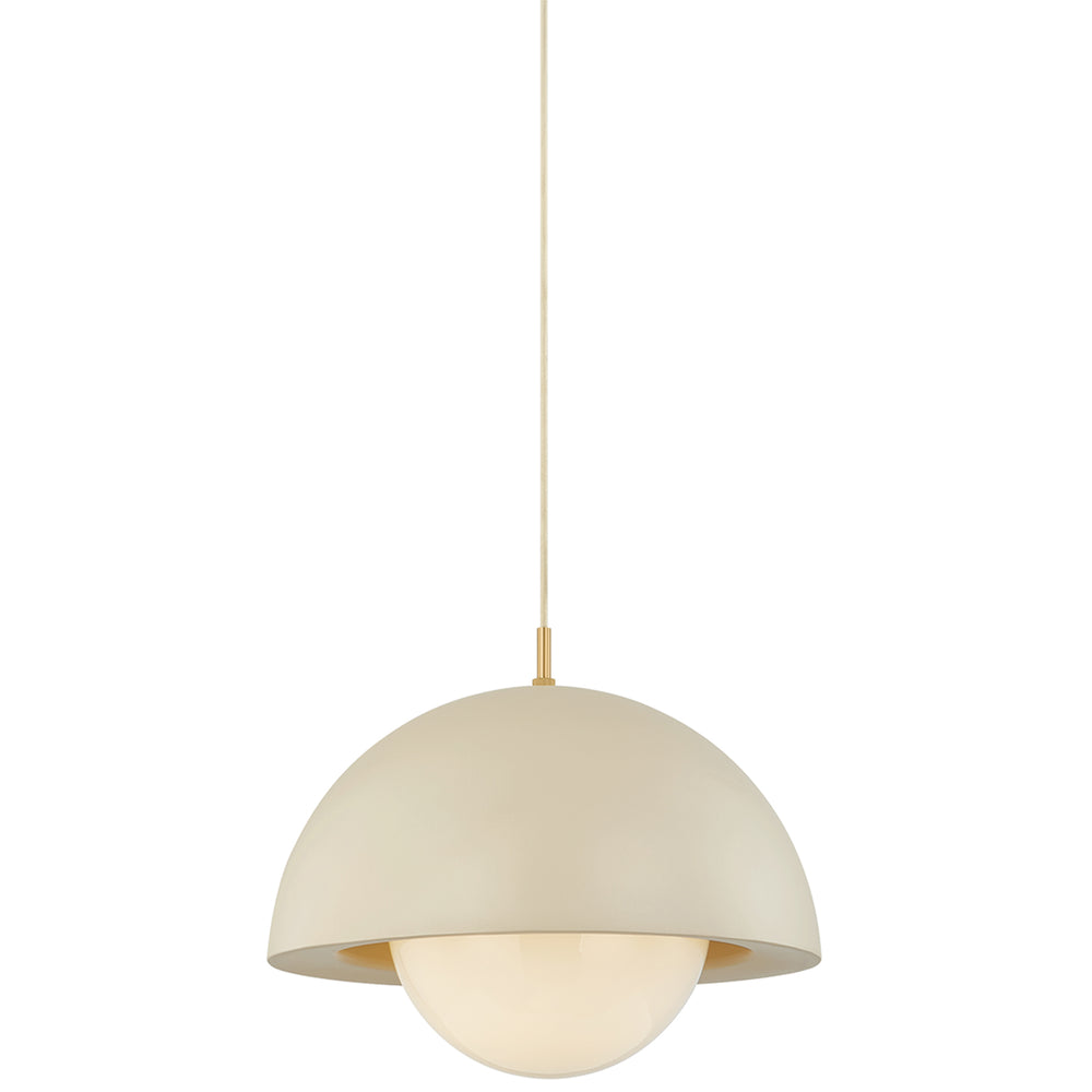 Jolene Bowl Pendant, Aged Brass/Textured Bisque