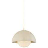 Jolene Bowl Pendant, Aged Brass/Textured Bisque