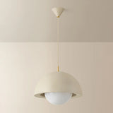 Jolene Bowl Pendant, Aged Brass/Textured Bisque