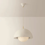 Jolene Bowl Pendant, Aged Brass/Textured Bisque