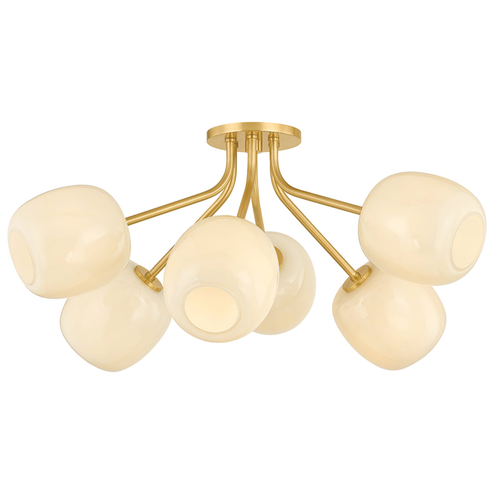 Lisette 6 Light Semi Flush, Aged Brass