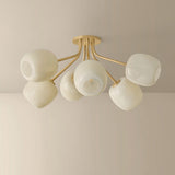 Lisette 6 Light Semi Flush, Aged Brass