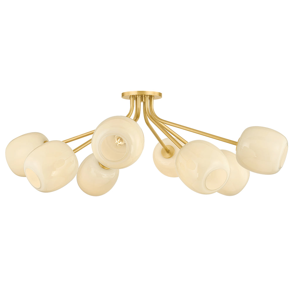 Lisette 8 Light Semi Flush, Aged Brass