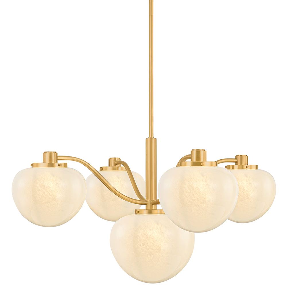 Kristen 5 Light Chandelier, Aged Brass