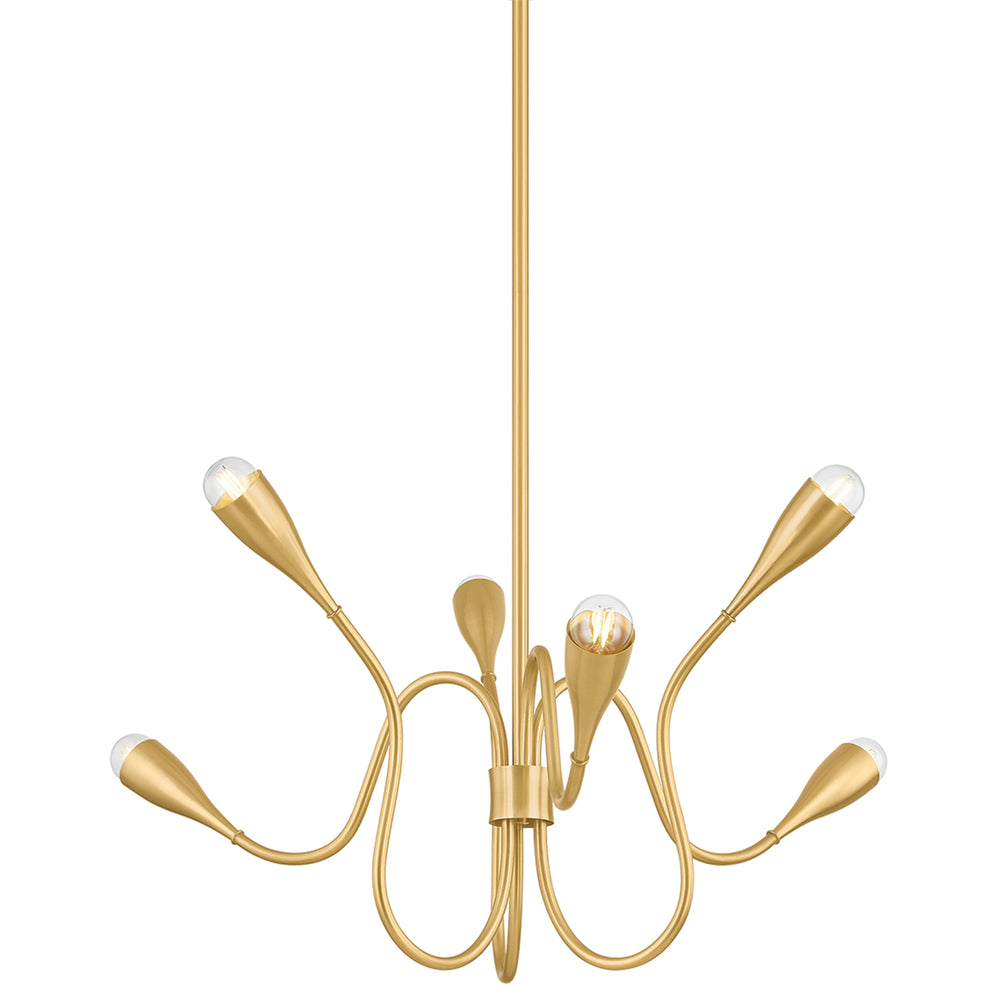 Anaise 6 Light Chandelier, Aged Brass
