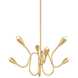 Anaise 6 Light Chandelier, Aged Brass