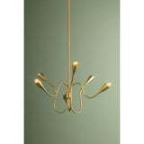 Anaise 6 Light Chandelier, Aged Brass