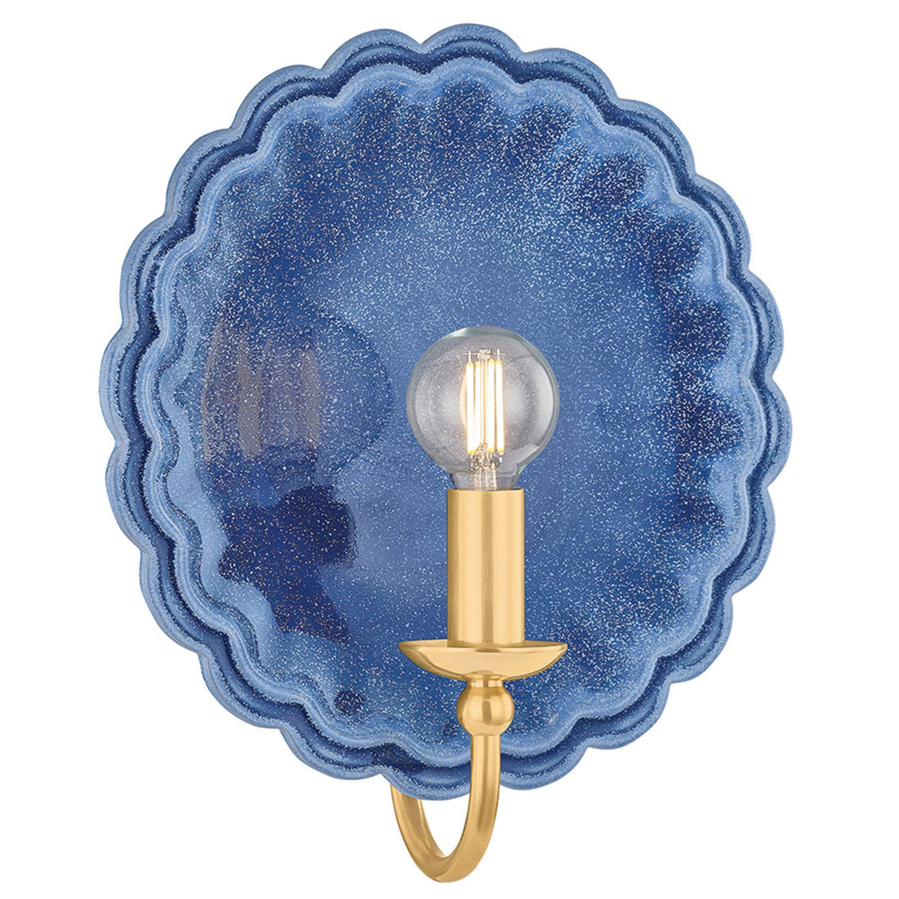 Paulette Wall Sconce, Aged Brass/Ceramic Indigo Wash