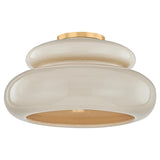 Pia Flush Mount, Aged Brass/Ceramic Butter Crackle