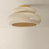 Pia Flush Mount, Aged Brass/Ceramic Butter Crackle