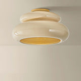 Pia Flush Mount, Aged Brass/Ceramic Butter Crackle