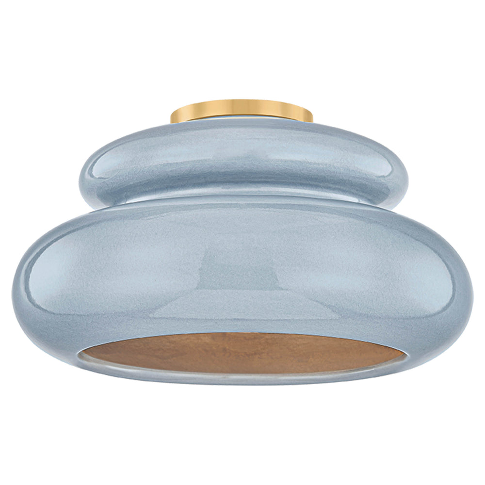 Pia Flush Mount, Aged Brass/Ceramic Chateau Crackle