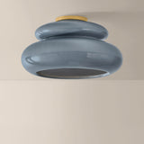 Pia Flush Mount, Aged Brass/Ceramic Chateau Crackle