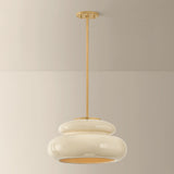 Pia Pendant, Aged Brass/Ceramic Butter Crackle