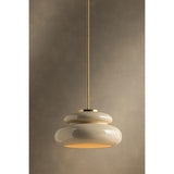 Pia Pendant, Aged Brass/Ceramic Butter Crackle