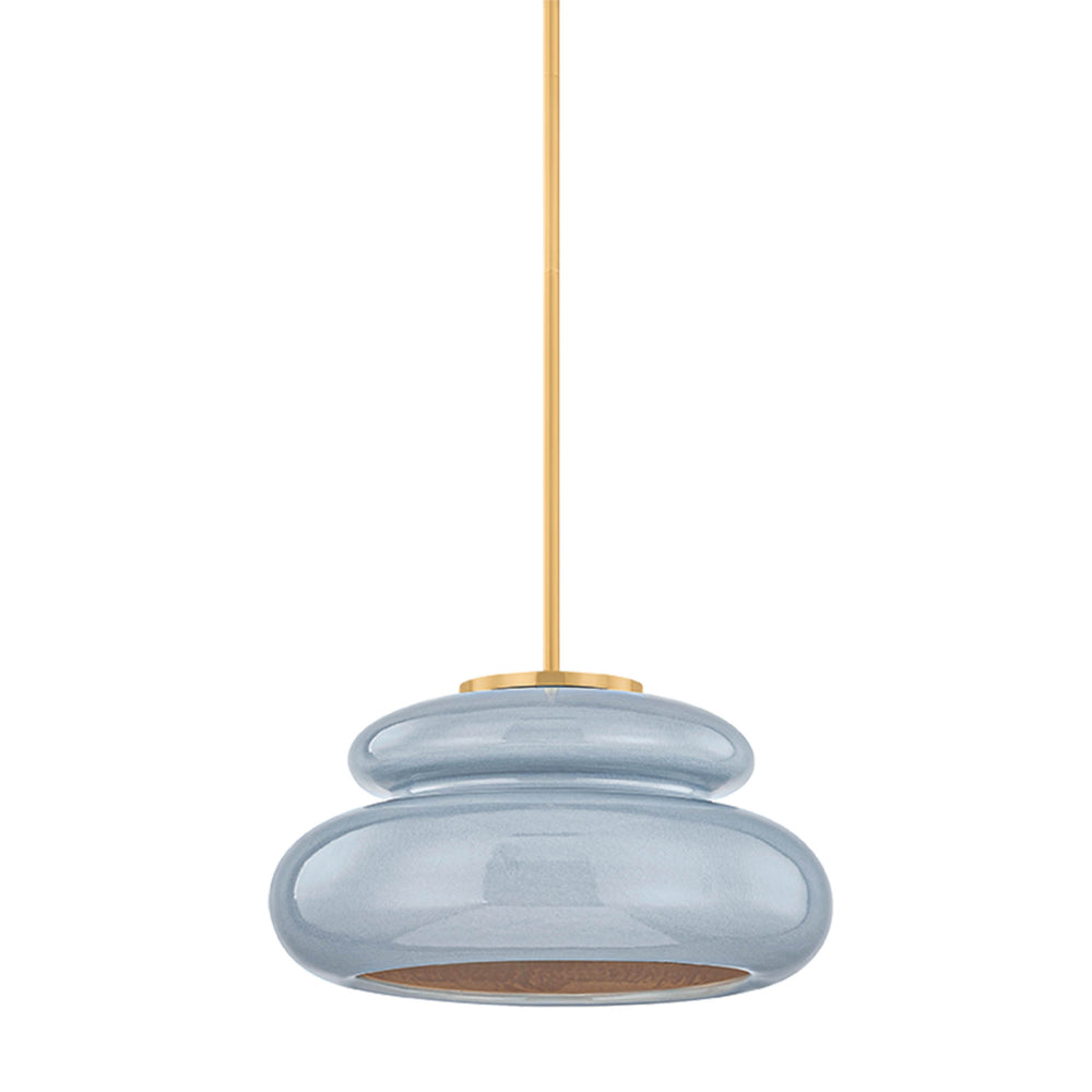 Pia Pendant, Aged Brass/Ceramic Chateau Crackle