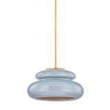 Pia Pendant, Aged Brass/Ceramic Butter Crackle