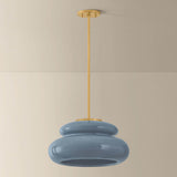 Pia Pendant, Aged Brass/Ceramic Butter Crackle
