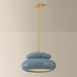 Pia Pendant, Aged Brass/Ceramic Butter Crackle