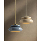 Pia Pendant, Aged Brass/Ceramic Butter Crackle