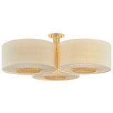 Miller 3 Light Flush Mount, Aged Brass