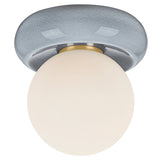 Tyra Flush Mount, Aged Brass/Ceramic Frost Crackle