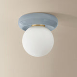 Tyra Flush Mount, Aged Brass/Ceramic Frost Crackle