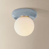 Tyra Flush Mount, Aged Brass/Ceramic Frost Crackle