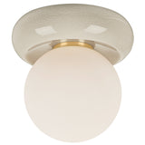Tyra Flush Mount, Aged Brass/Ceramic Ivory Crackle