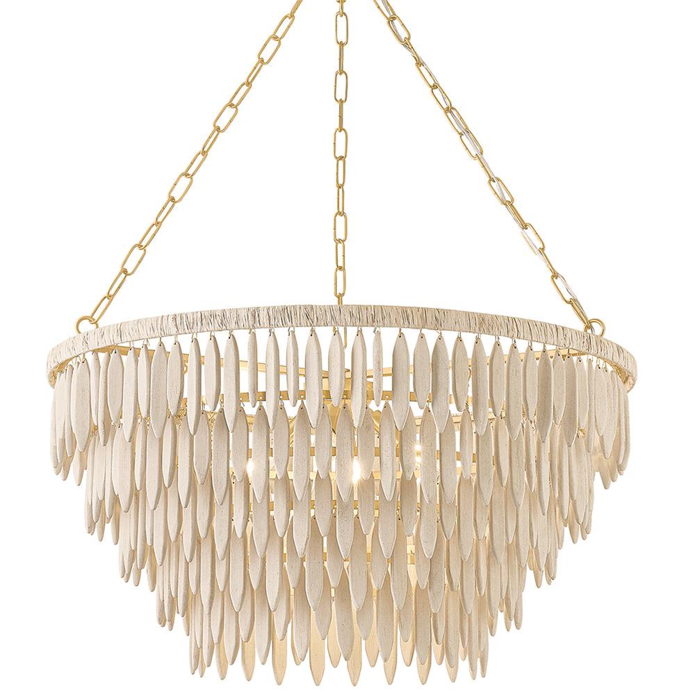 Tiffany Chandelier, Aged Brass/Textured Cream